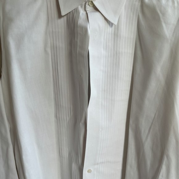 Fumagalli Tuxedo Dress Shirt White Pleated Buttonless French Cuff Formal XL 16.5 - Picture 8 of 14